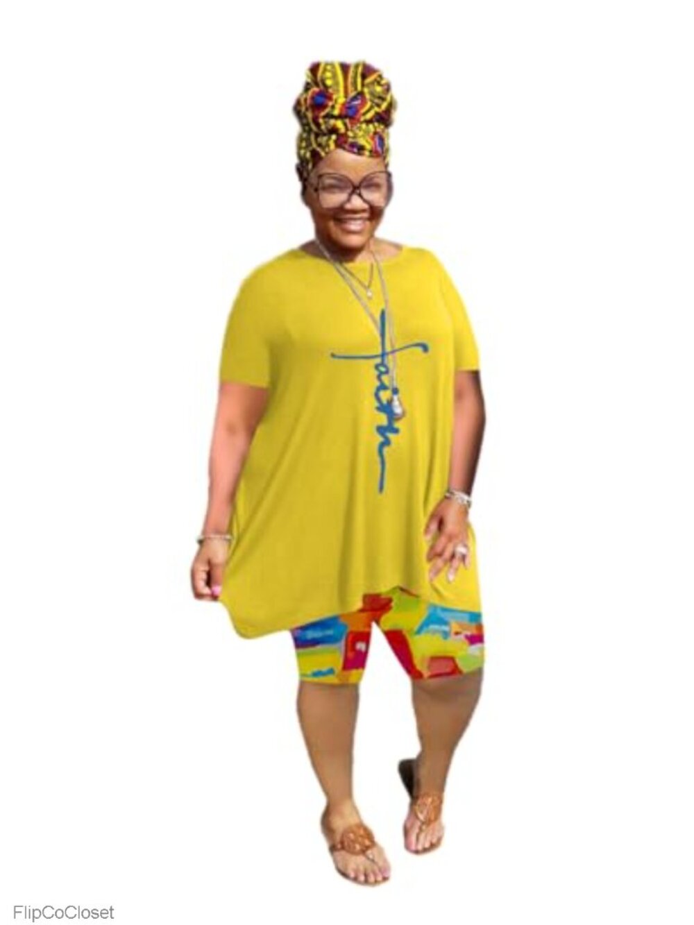 Plus Size 2 Piece Lounge Set Short Sleeve Tunic Top & Shorts Polyester Elastane